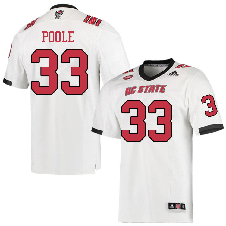 Men #33 Jordan Poole NC State Wolfpack College Football Jerseys Sale-White